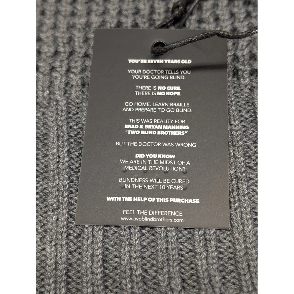 Two‎ Blind Brothers Waffle Knit Scarf Unisex Gray Winter Cozy Ethical New